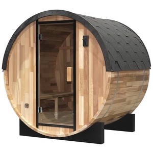 Sauna de Barril de Madera para Exteriores en Oferta, Sauna de Vapor de Cedro Rojo para 2-4 Personas, para Jardín, Hogar y Spa - Product Image 4