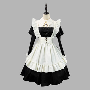 Japanese Style Black White Maid Outfit Women Polyester Fancy Dress Cosplay Party Costume Wood Ear Edge - Product Image 1