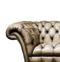 Elegante Sofá Chesterfield de 3 Plazas, Cuero Genuino, Clásico con Botones, Mueble de Sala de Estar de Lujo, Diseño Vintage