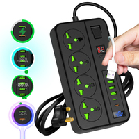 Multiprise avec affichage numérique de la minuterie 24h/24, 4 prises universelles, 4 ports USB, 2 ports Type C, 3000W, 13A, câble de 2 m pour la maison et le bureau