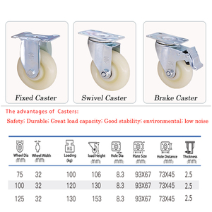 Roulettes pivotantes en nylon de 3, <span class=keywords><strong>4</strong></span> et 5 pouces à usage moyen avec noyau en PP et frein pour chariots et meubles - Product Image 6