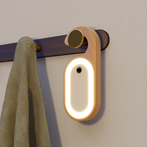 Lampada Notturna in Legno con Lavagna per Appunti, Sensore di Movimento PIR, Ricaricabile, da Appendere alla Porta, Lavagna Scrivibile Cancellabile, USB-C, per Ufficio, Vendita all'Ingrosso - Product Image 1