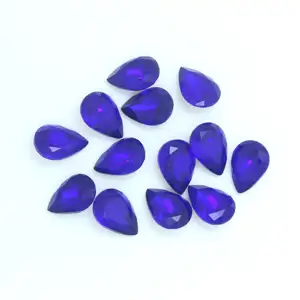 厂家价格高品质蓝色梨形切割玻璃宽松宝石珠宝制作