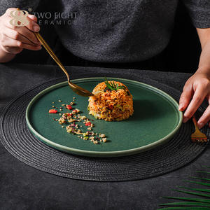 <span class=keywords><strong>Set</strong></span> di <span class=keywords><strong>Piatti</strong></span> in Ceramica Verde Rotonda Smaltata di Dubai, Stoviglie per Ristorante, Servizio di Porcellana - Product Image 3
