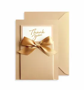 Custom Logo Beautiful Greeting Thank You Cards with Vellum Envelope Business and Greeting Card