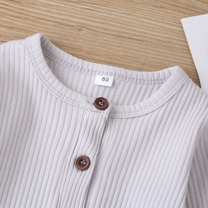 Mono de Algodón para Bebé Recién Nacido, Estilo Casual Coreano, Diseño INS, Manga Larga, Color Sólido, Primavera Otoño, Talla 12, Tejido de Punto - Product Image 3