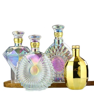 Botellas <span class=keywords><strong>de</strong></span> Vino <span class=keywords><strong>de</strong></span> Vidrio <span class=keywords><strong>de</strong></span> Pared Gruesa con Recubrimiento Electrolítico Colorido <span class=keywords><strong>de</strong></span> Lujo <span class=keywords><strong>de</strong></span> 500 ml y 750 ml con Tapas - Whisky XO, Ginebra, Vodka, Brandy, Vino - Product Image 6
