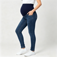 Jean de maternité taille haute pour femme, coupe skinny, en denim extensible, style décontracté pour tous les jours