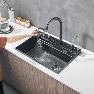 Grifo <span class=keywords><strong>de</strong></span> Cocina en Cascada con Pantalla Digital y Control <span class=keywords><strong>de</strong></span> Piano, <span class=keywords><strong>de</strong></span> Acero Inoxidable, con Lavavasos, Tendencia en <span class=keywords><strong>TikTok</strong></span> - Product Image 2