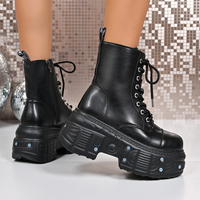 Bottines à plateforme épaisse pour femmes, à lacets sur le devant et fermeture éclair latérale, pour l'hiver/le printemps, style punk street goth