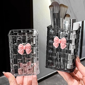 Scatola di stoccaggio Desktop in Rattan di lusso moderno contenitore per animali domestici in plastica di fascia alta con scomparto rossetto organizzatore cosmetico - Product Image 3