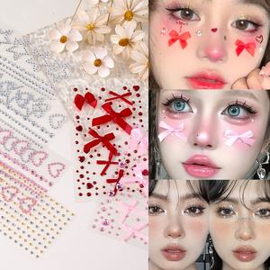 Ins Glitter Face Stickers avec Résine Diamant et Perle Organza Arc Sourcils Lèvres Strass Colle-On Technique Visage Accessoires - Product Image 3