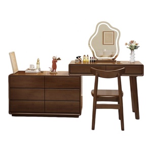 Table de toilette moderne en bois avec miroir et armoire de rangement pour salon et chambre à coucher - Product Image 1