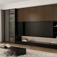 Meuble TV mural moderne en bois massif personnalisé pour salon, console de rangement gain de place pour appartement, mobilier de maison et média