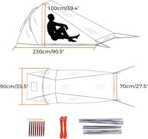 OEM Ultralight 1-2 Person Tent With Rainfly Poles Easy Setup <b>for</b> 3 Season Camping Hiking & Waterproof Constructed With a - Product Image 2