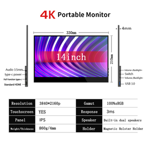 Écran externe portable OLED tactile 4K de 14 pouces pour jeux, bureau, téléphone, ordinateur portable, anti-lumière bleue, 550 nit - Product Image 2