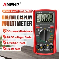 Multimètre numérique ANENG DM850, 1999 lectures, testeur de tension, courant et résistance AC/DC avec fonction de maintien des données et test de triode