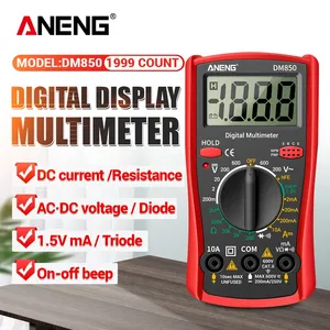 מולטימטר דיגיטלי ANENG DM850 עם 1999 תצוגות, בודק מתח AC/<span class=keywords><strong>DC</strong></span>, זרם והתנגדות עם שמירת נתונים ובדיקת טריודה - Product Image 5