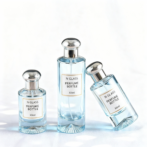 Lüks Yuvarlak Şeffaf Cam Parfüm Şişeleri 30ml 50ml 100ml Kalın Tabanlı Silindir Şeklinde Sprey Başlıklı Pompa Sprey - Product Image 3