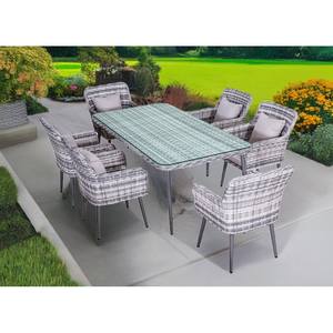 Set da pranzo per esterni QUITO grigio 7 pezzi con cuscini per giardino, terrazza, balcone - Product Image 3