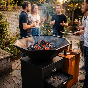 Barbecue rond en acier Corten personnalisé, résistant à la rouille, pour cuisine extérieure, foyer et mobilier de jardin, pour usine - Product Image 6