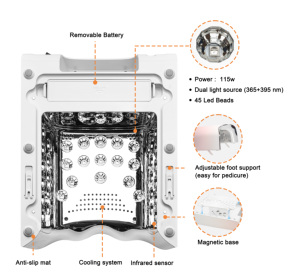 Đèn làm khô móng tay <span class=keywords><strong>UV</strong></span> 4 màu 115W 45 bóng đèn, sạc lại được, dòng <span class=keywords><strong>New</strong></span> Butterfly 2025, dùng để làm khô sơn gel móng tay - Product Image 3