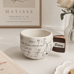 Taza de café de cerámica creativa con asa de libro de fórmulas científicas, taza estética <span class=keywords><strong>para</strong></span> estudiantes, <span class=keywords><strong>para</strong></span> leche, café, uso diario en el estudio - Product Image 1