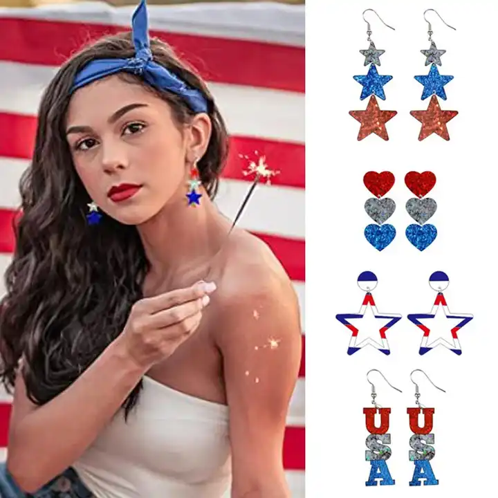 Independence Day Jewelry American Flag Design Dangle - Temu