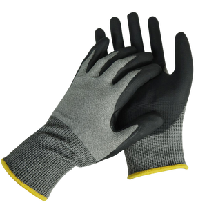Good Flex 15G <span class=keywords><strong>Nylon</strong></span> Spandex Guantes de seguridad en el trabajo Negro NBR Palm Coated Sandy Nitrile Hombres Guantes de trabajo duro - Product Image 2