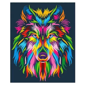 لوحة زيتية مخصصة من قماش القنب مطبوعة بصورتك لوحة فنية بدون إطار حسب رقم الذئب للكبار