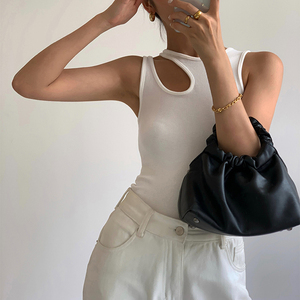 TWOTWINSTYLE girocollo con spalle scoperte senza maniche Slim Casual bianco tagliato <span class=keywords><strong>t</strong></span>-<span class=keywords><strong>shirt</strong></span> <span class=keywords><strong>donna</strong></span> - Product Image 2