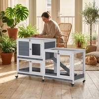 Nichoir à lapins en bois massif pour intérieur avec design ventilé, portes faciles d'accès, espace de repos fermé et confortable