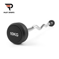 Barre droite et barre EZ Curl en caoutchouc fixées pour haltères PILOT SPORTS, idéales pour l'entraînement de force à domicile et en salle de sport commerciale