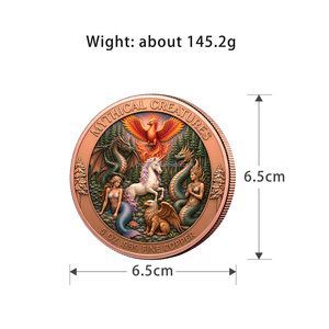 Moneta Commemorativa 3D in Rilievo con <span class=keywords><strong>Creature</strong></span> Mitiche: Unicorno, Grifone, Naga, Sirena, Drago, Fenice - Moneta in Rame Puro da 5 once - Product Image 2