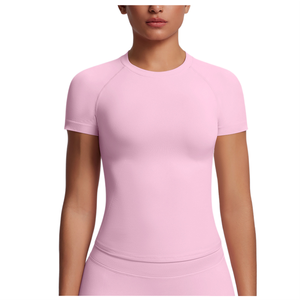 <span class=keywords><strong>T</strong></span>-<span class=keywords><strong>shirt</strong></span> américain sans couture, couleur unie, ajusté, très élastique, respirant, haut de sport pour <span class=keywords><strong>femme</strong></span>, pour la course à pied, le fitness, le yoga - Product Image 1