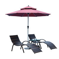 Chaise longue de piscine extérieure, chaise de patio, chaise de plage, chaise de véranda, chaise de villa, imperméable, anti-UV, en métal et bois, avec accoudoirs