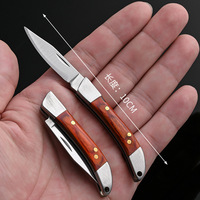 EDC Camping Petit Couteau Utilitaire Pliant Manche en Bois Mini Couteau de Poche Pliant