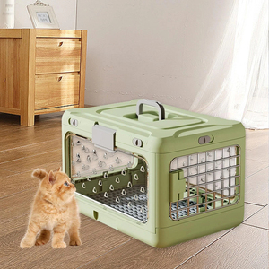 Transporteur pliable pour animaux de compagnie à <span class=keywords><strong>prix</strong></span> d'usine | Caisse de voyage portable en plastique pour chat et petit chien avec design respirant et système de verrouillage double - Product Image 1