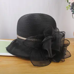 High Quality Elegant Party Wedding Hats Summer Fashion Female Organza Church Hat