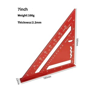 Équerre triangulaire de charpentier de 7 pouces, jauge de marquage, règle de mesure pour la construction - Product Image 6
