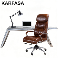Chaise de bureau au design industriel classique avec hauteur réglable - Plusieurs couleurs de cuir et pivotante pour un usage domestique