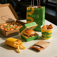 Boîte d'emballage alimentaire en papier imprimé jetable, résistante à la graisse, pour poulet frit, burger, pizza, sandwich, salade