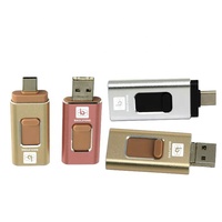 Clé USB 4 en 1 128 Go 64 Go 32 Go USB 2.0 3.0, Disque Flash Multi-fonction 3-en-1 Double pour Téléphones Tablettes Ordinateurs Portables