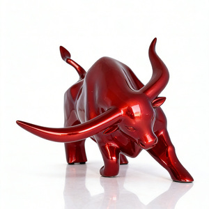 Sculpture de taureau en résine électroplaquée, gravée, artisanat porte-bonheur pour la maison, le salon, le bureau - Product Image 6