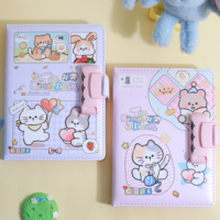 Journal intime pour enfants avec logo personnalisé, verrouillage par mot de passe, 36K pages intérieures colorées avec estampage à chaud motif chat de dessin animé mignon, idéal pour les cadeaux
