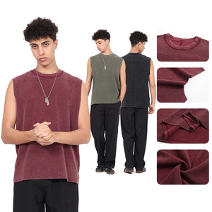 Camiseta sin Mangas Estilo Batik 2026, 325g, con Parches y Bordes Deshilachados, Estilo Desgastado, con Logotipo Personalizado para Hombre - Product Image 2