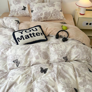 Juego de Cuatro Piezas de Felpa de Coral con Dibujos Animados, Diseño de Leche y Fufu, Cálido de Doble Cara, 200 Hilos, para Otoño e Invierno, Funda de Edredón, Protector de Colchón - Product Image 6