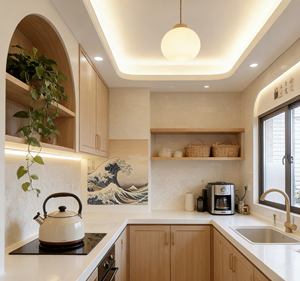 Cuisine moderne intelligente modulaire |   Décoration murale en bois de luxe |   Meubles de cuisine sur mesure pour les petits espaces domestiques - Product Image 4