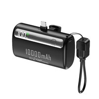 Batterie externe premium 10000 mAh avec câble Type-C intégré, charge rapide PD 20W, chargeur portable mini léger, sorties USB-C
