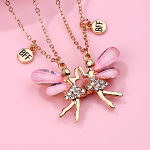 Collar con Colgante de Mariposa Magnética Amigas, Cadena de Eslabones Chapada en Oro de 14K <span class=keywords><strong>para</strong></span> Niñas, Mejores Amigas por <span class=keywords><strong>Siempre</strong></span> - Product Image 4
